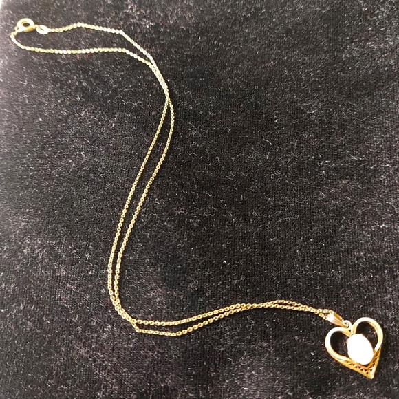 Vintage Glittering White Opal & Gold Filled Pendant & Chain (Libra Gemstone) - Picture 7 of 15